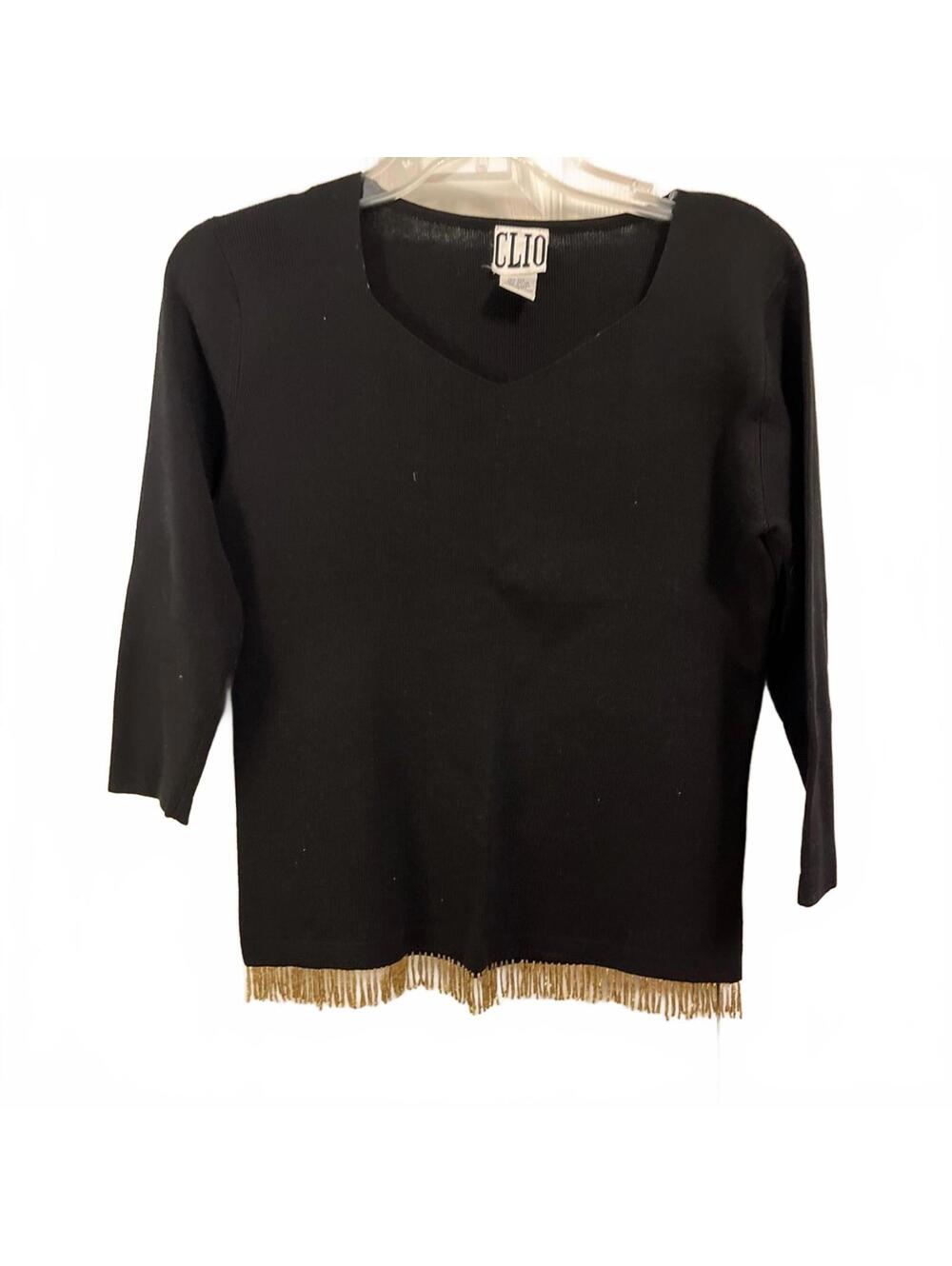 Clio Black Silk Knit Top – Soft Lightweight Classic Blouse
